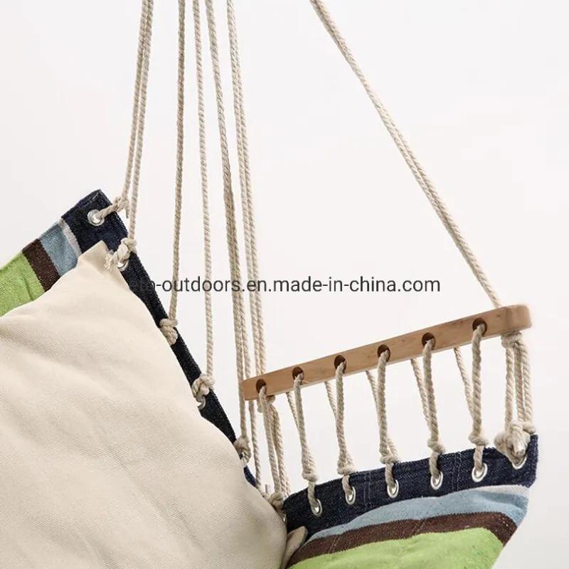 Outdoor Hanging Rope Chair Cotton Padded Swing with Armrest