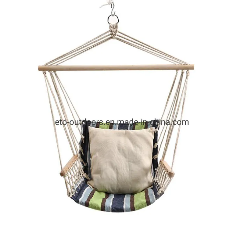 Outdoor Hanging Rope Chair Cotton Padded Swing with Armrest