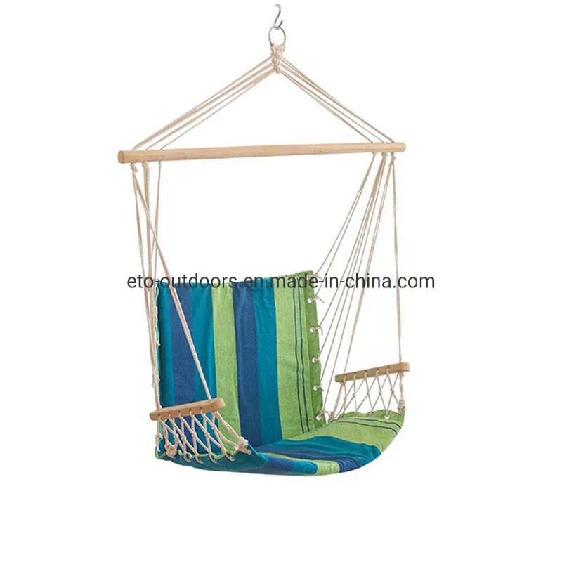 Outdoor Hanging Rope Chair Cotton Padded Swing with Armrest