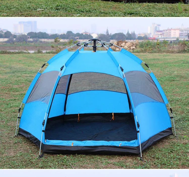 Outdoor Pop up Hexagonal 5-8 Persons Camping Tent