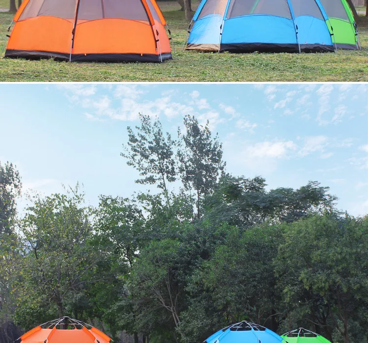 Outdoor Pop up Hexagonal 5-8 Persons Camping Tent