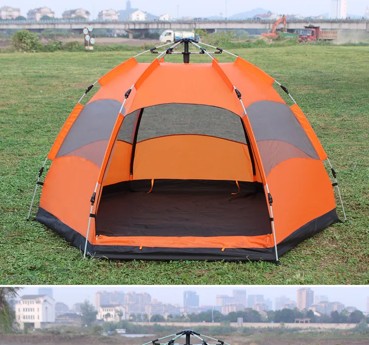 Outdoor Pop up Hexagonal 5-8 Persons Camping Tent