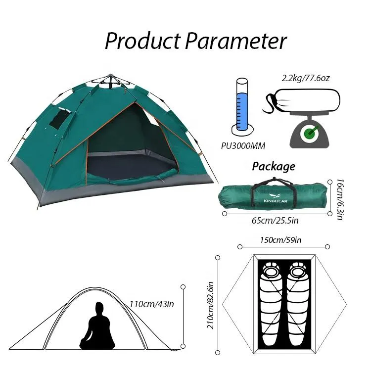 Outdoor Waterproof 1-2 Person Hiking Military Beach Folding Automatic Popup Instant Camping Tent