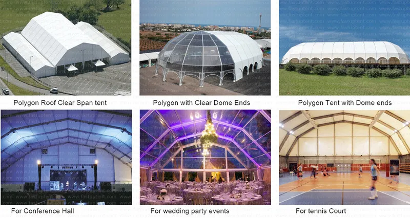 Polygon Roof Marquee Tent for Tennis Court in Size 25X60m 25m X 60m 25 by 60 60X25 60m X 25m