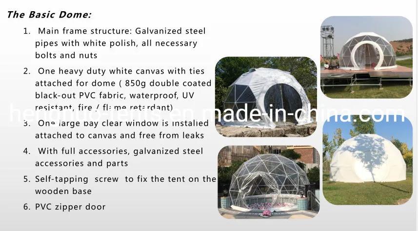 Prefab Hotel Resort Waterproof Geodesic Dome House Tent for Camping