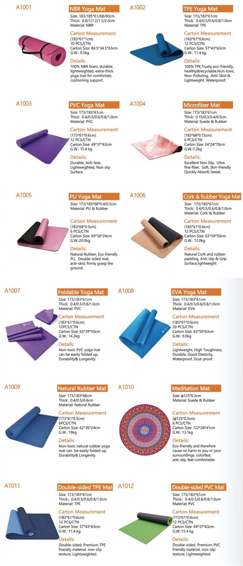 PVC Durable Thick Sport Pilates Yoga Mat Anti-Slip Gym Exercise