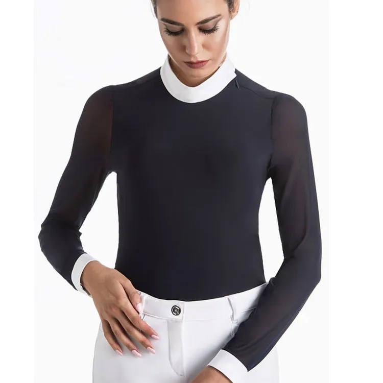Quality Base Layer Women Rider Equestrian Horse Riding Polo Ladies Long Sleeve Show T Shirts