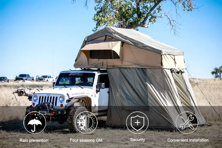 Waterproof Outdoor Car Camping 3-4 Person Foldable Green Soft Cover Roof Top Tent for Sale